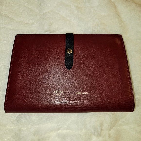 CELINE Calfskin Medium Multi Strap Wallet Coquelicot Large - Picture 1 of 2